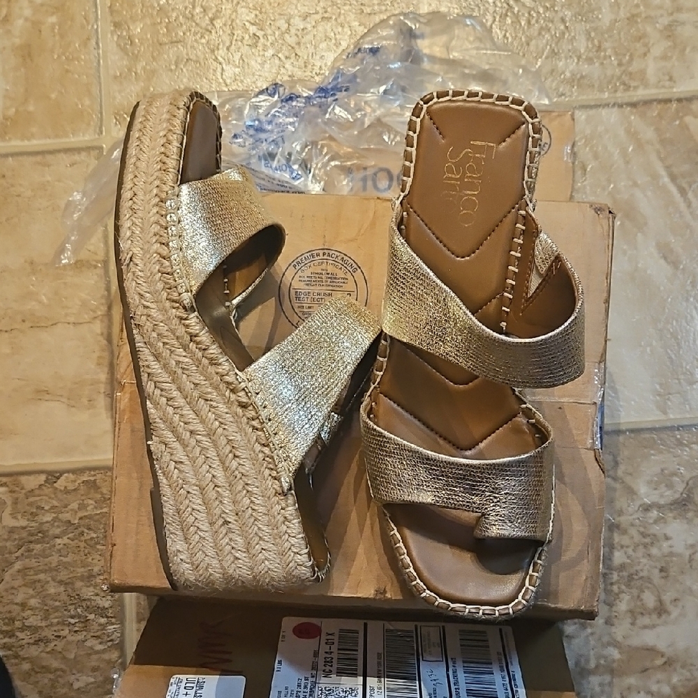Franco Sarto Metallic Gold Espadrille Sandals